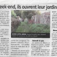 Article de La Lozère Nouvelle en date du 14/06/17 - Ce week-end, ils ouvrent leur jardin !