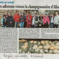 Article de La Lozère Nouvelle en date du 23 avril 2020 consacré à la visite de la Champignonnière d'Allenc