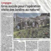 Article du Midi Libre en date du 19 septembre 2020 relatif à l'ouverture annuelle des jardins avec le CPIE