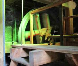 Visite du moulin de Masmejean le dimanche 27 juin 2021 - Une partie des mécanismes d'entrainement