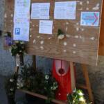 Ouverture de nos jardins des 17 & 18 juin 2023 - jardin de Gilbert & Mado - Signalétique mise en place sur la Place du Foirail de Pradelles