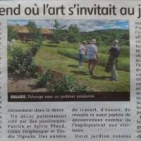 Parution de L'Eveil Hebdo dans la semaine du lundi 08 au 13 juillet 2024 relatif à la manifestation du WE précédent "Arts & Jardins" au hameau de "la Chaze"