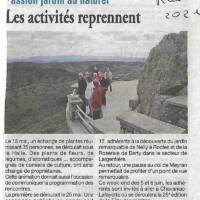 Parution de La Lozère Nouvelle en date du 25 mai 2021 relative à la sortie faite en terres ardéchoises le 25 mai 2021